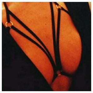 NWT Sexy Cup-less Halter Strappy Black Bra